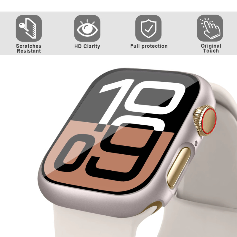 Tempered Glass+Case For Apple  - مراجعة Smartwatch Band Accessories وسعره