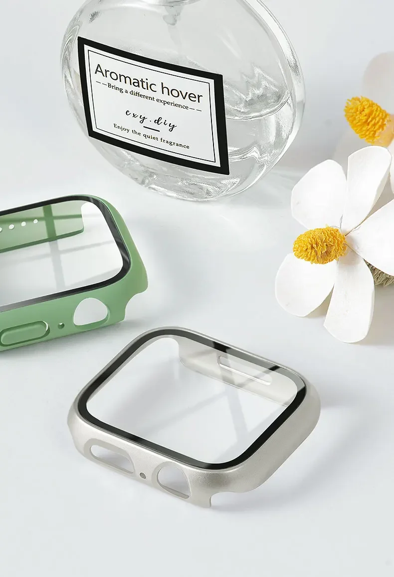 Tempered Glass+cover For Apple - مراجعة Smartwatch Band Accessories وسعره