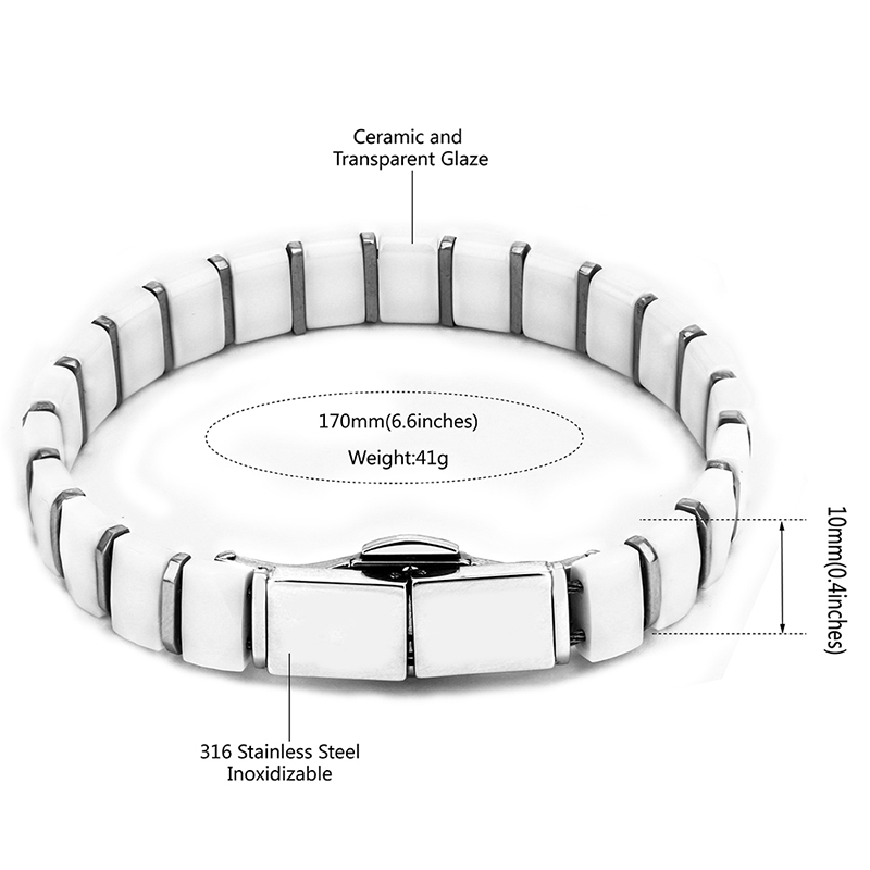 White Black Men Health Bracele - مراجعة Ceramic Link Bracelet وسعره