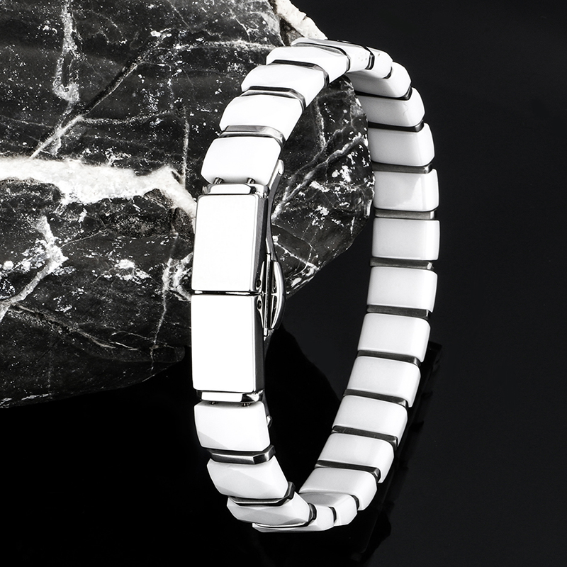 White Black Men Health Bracele - مراجعة Ceramic Link Bracelet وسعره