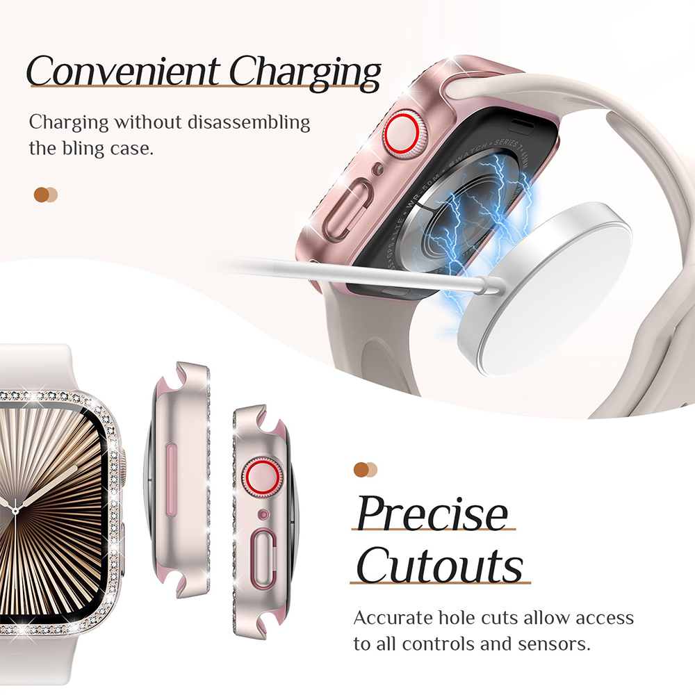 Diamond Case+Glass For Apple w - مراجعة Smartwatch Band Accessories وسعره