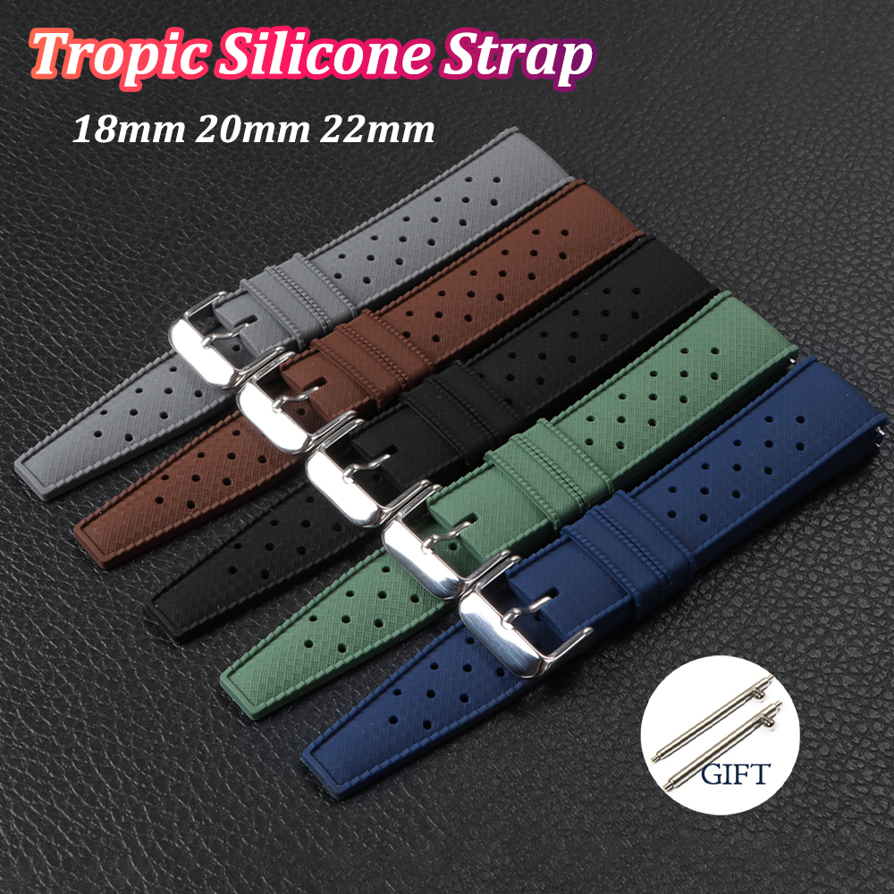 18mm 20mm 22mm Tropic Silicone - مراجعة Fossil Smartwatch Accessories وسعره