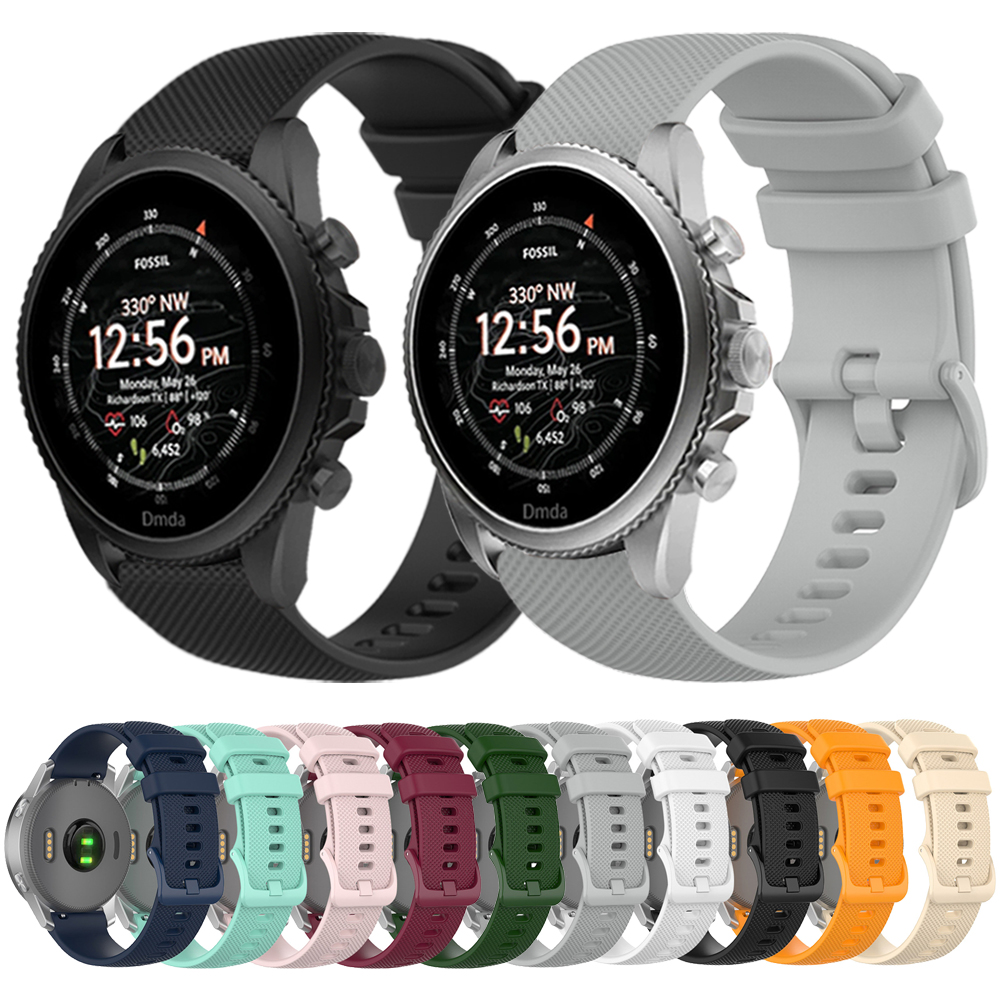 22mm 20mm Silicone Strap For F - مراجعة Fossil Smartwatch Accessories وسعره