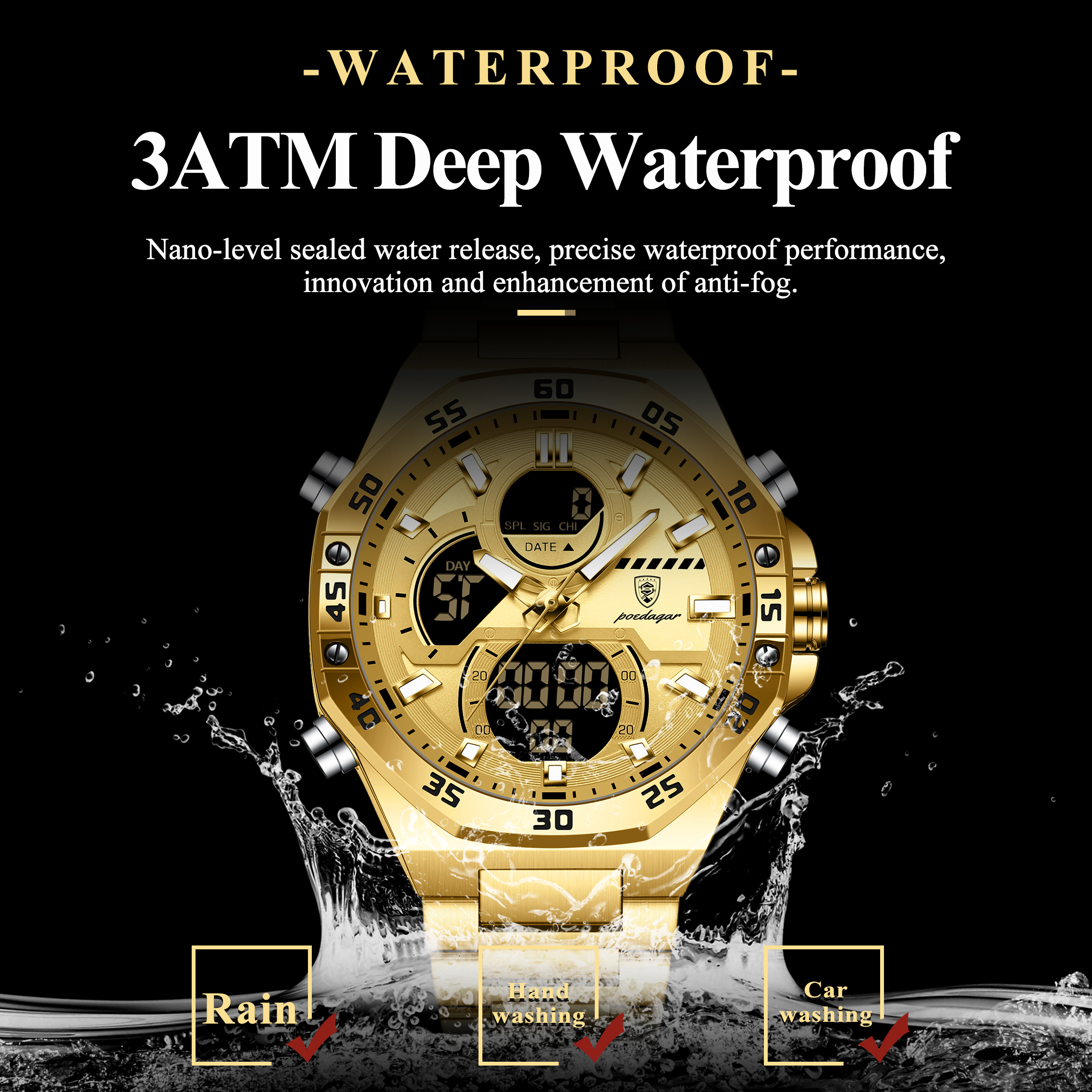 POEDAGAR Sport Men Watch LED W - مراجعة Accessories With Watch وسعره