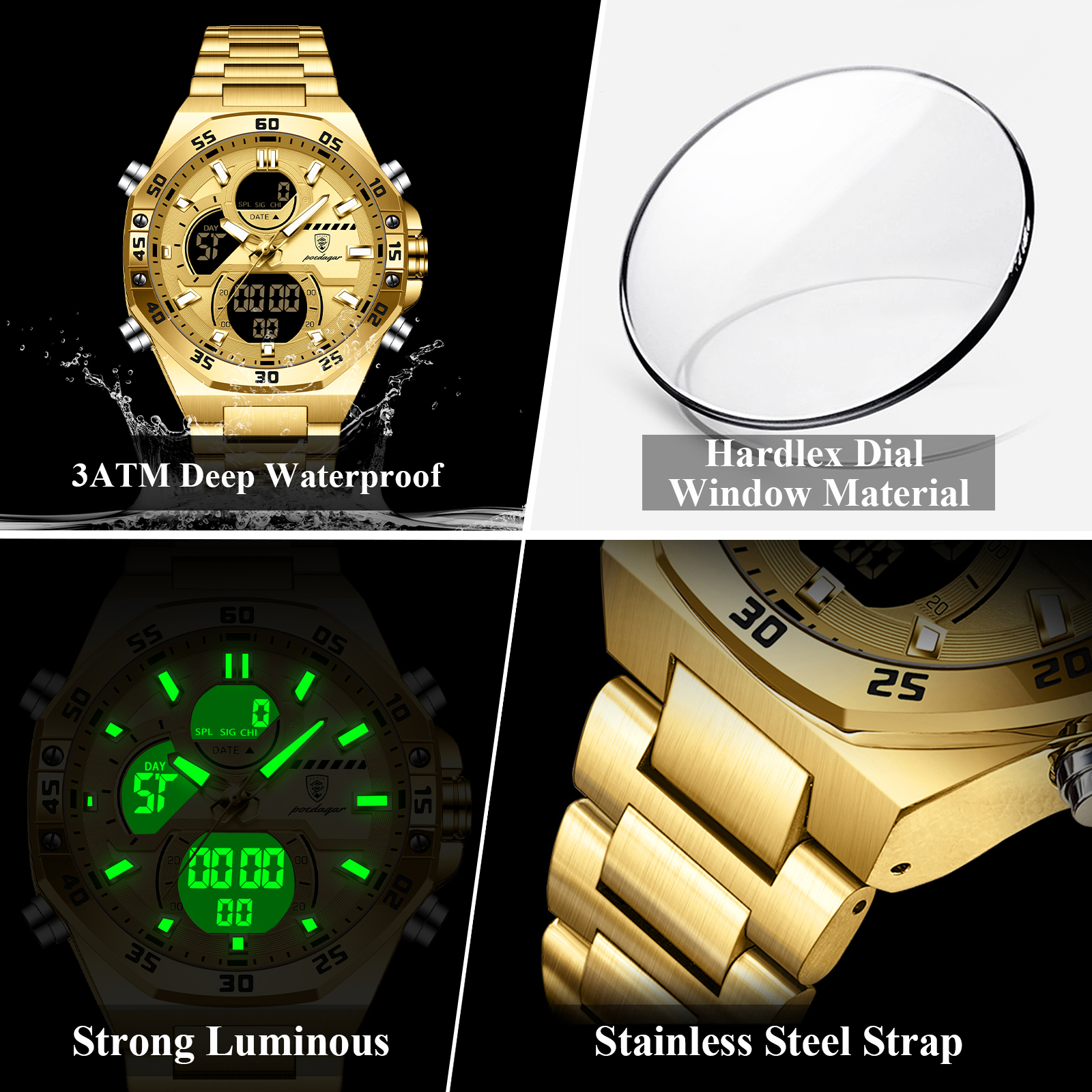 POEDAGAR Sport Men Watch LED W - مراجعة Accessories With Watch وسعره