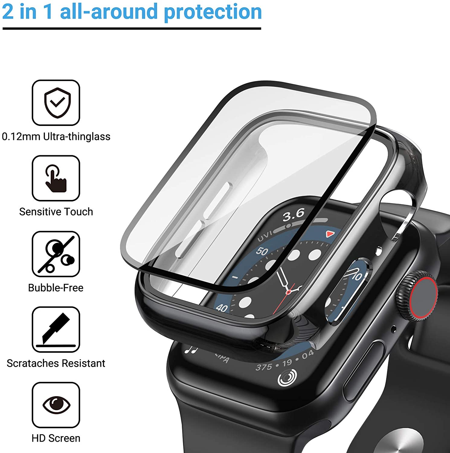 Glass+cover For Apple Watch Ca - مراجعة Smartwatch Band Accessories وسعره