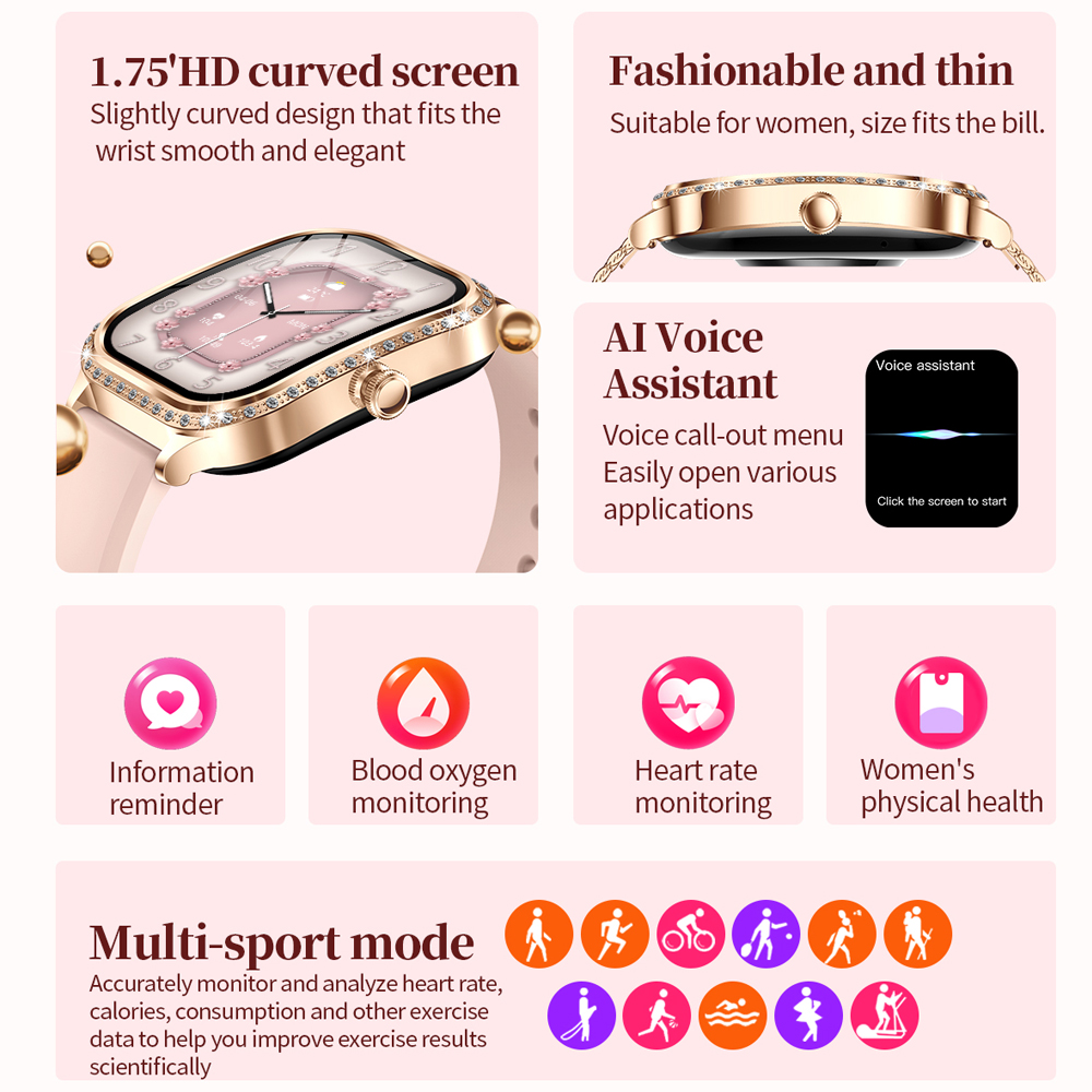 2026 New Fashion Women Diamond - مراجعة Smartwatch Face وسعره