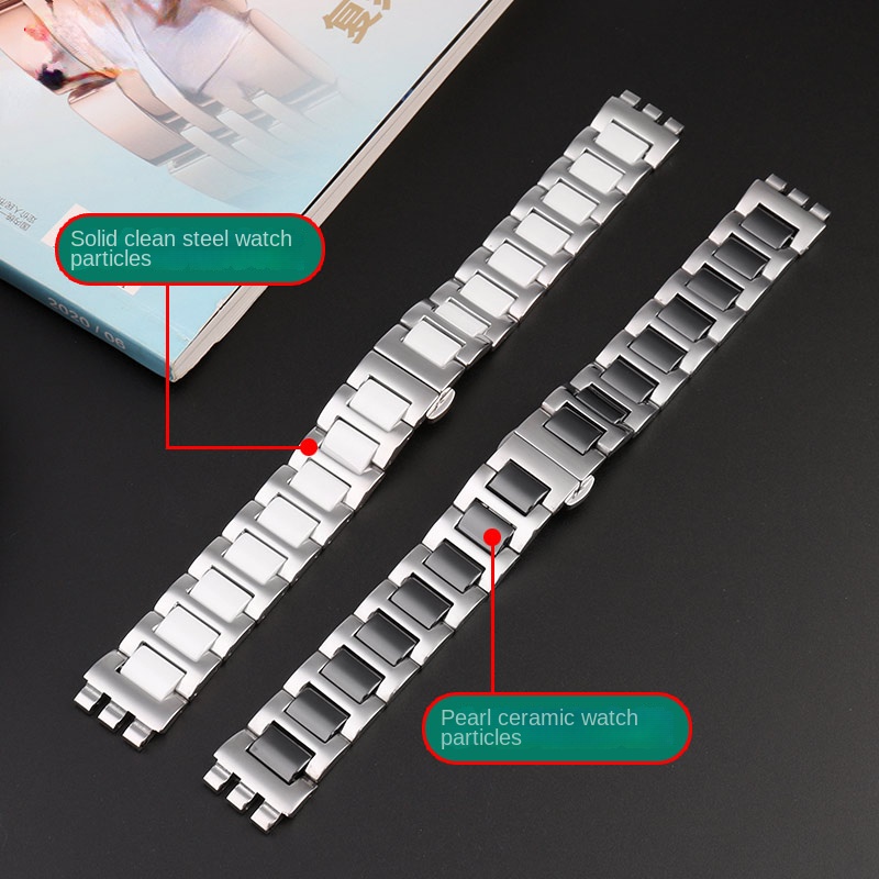 For Swatch Ceramic+ Stainless  - مراجعة Ceramic Link Bracelet وسعره