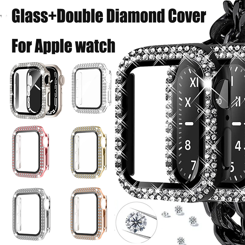 Glass+Diamond Cover For Apple  - مراجعة Smartwatch Band Accessories وسعره