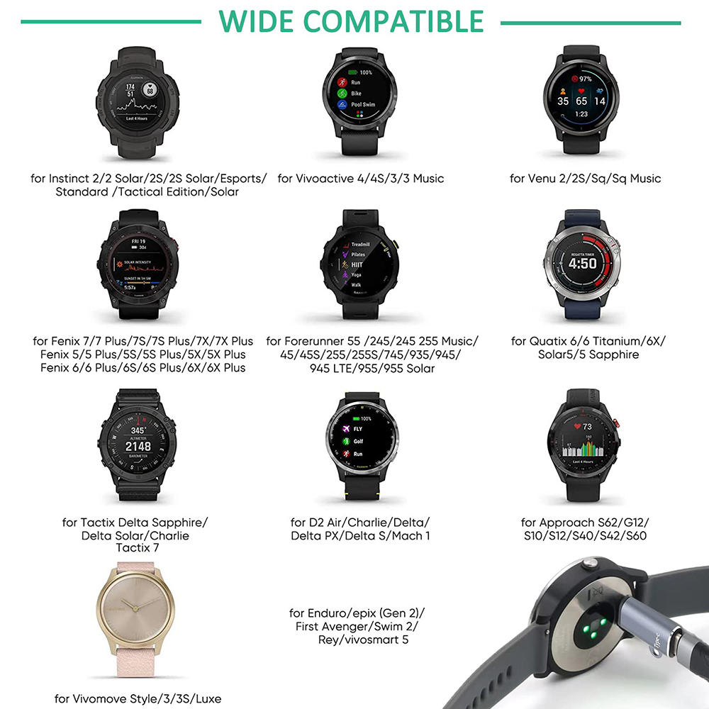 Type C/Micro USB/IOS Charging  - مراجعة Garmin Smartwatch Accessories وسعره