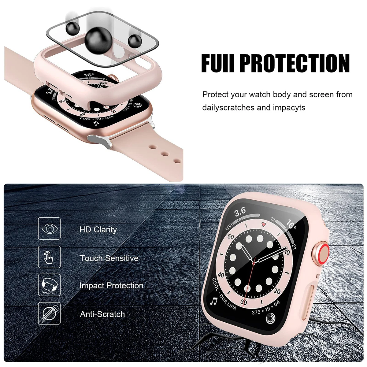 Tempered Glass+Cover For Apple - مراجعة Smartwatch Band Accessories وسعره