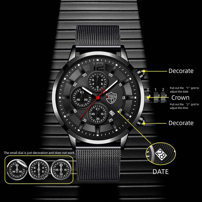 DEYROS Mens Fashion Minimalist - مراجعة Stainless Mesh Band وسعره
