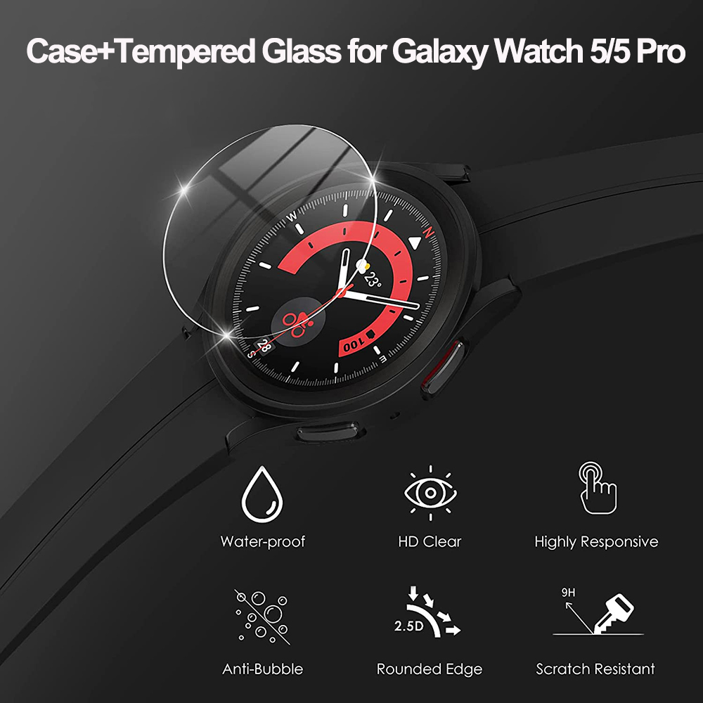 Cover+Tempered Glass for Samsu - مراجعة Accessories For Galaxy Watch 5 وسعره