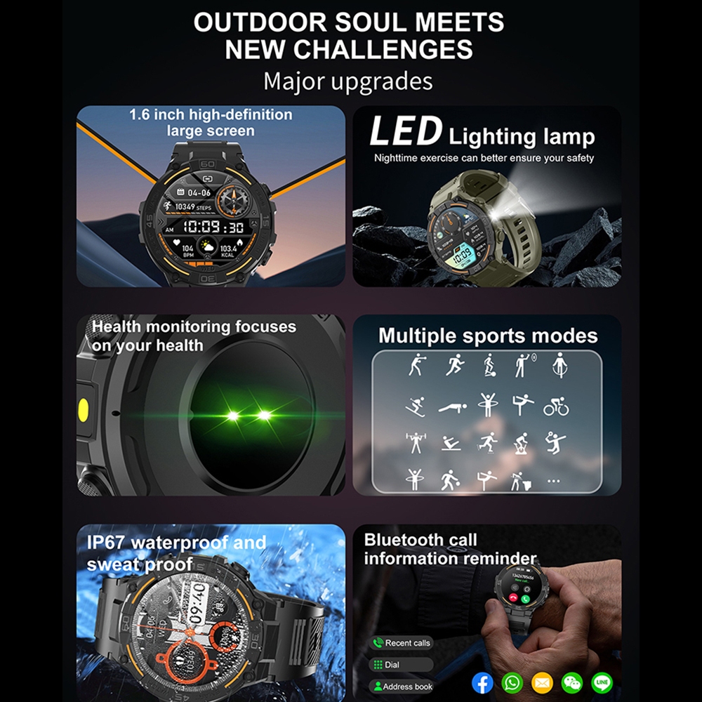 Outdoor Military Rugged Smartw - مراجعة Smartwatch Face وسعره