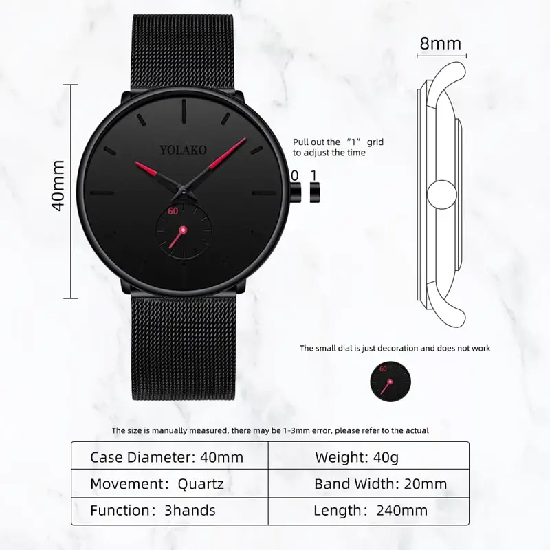 YOLAKO Mens Fashion Minimalist - مراجعة Stainless Mesh Band وسعره