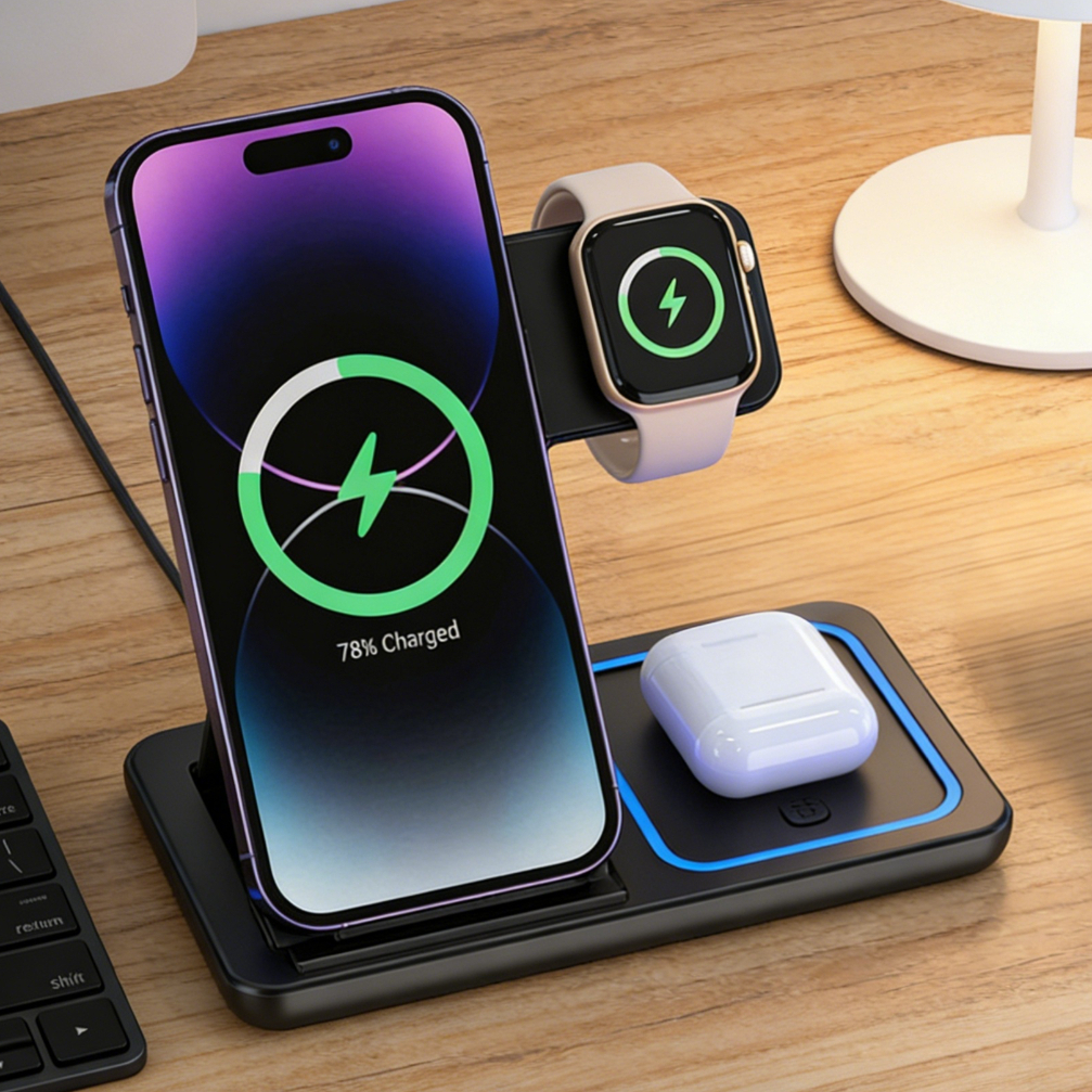 Foldable 3 in 1 Wireless Charg - مراجعة Watch Charger Cable وسعره