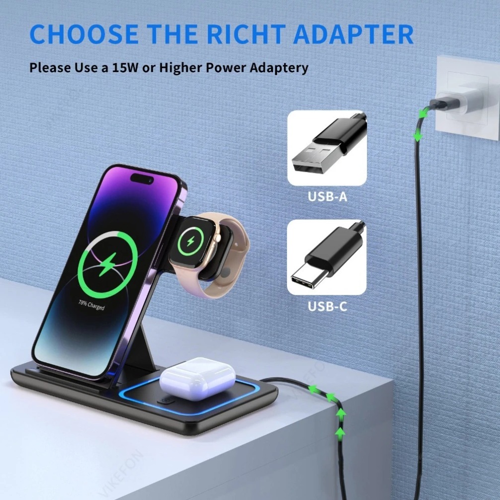 Foldable 3 in 1 Wireless Charg - مراجعة Watch Charger Cable وسعره