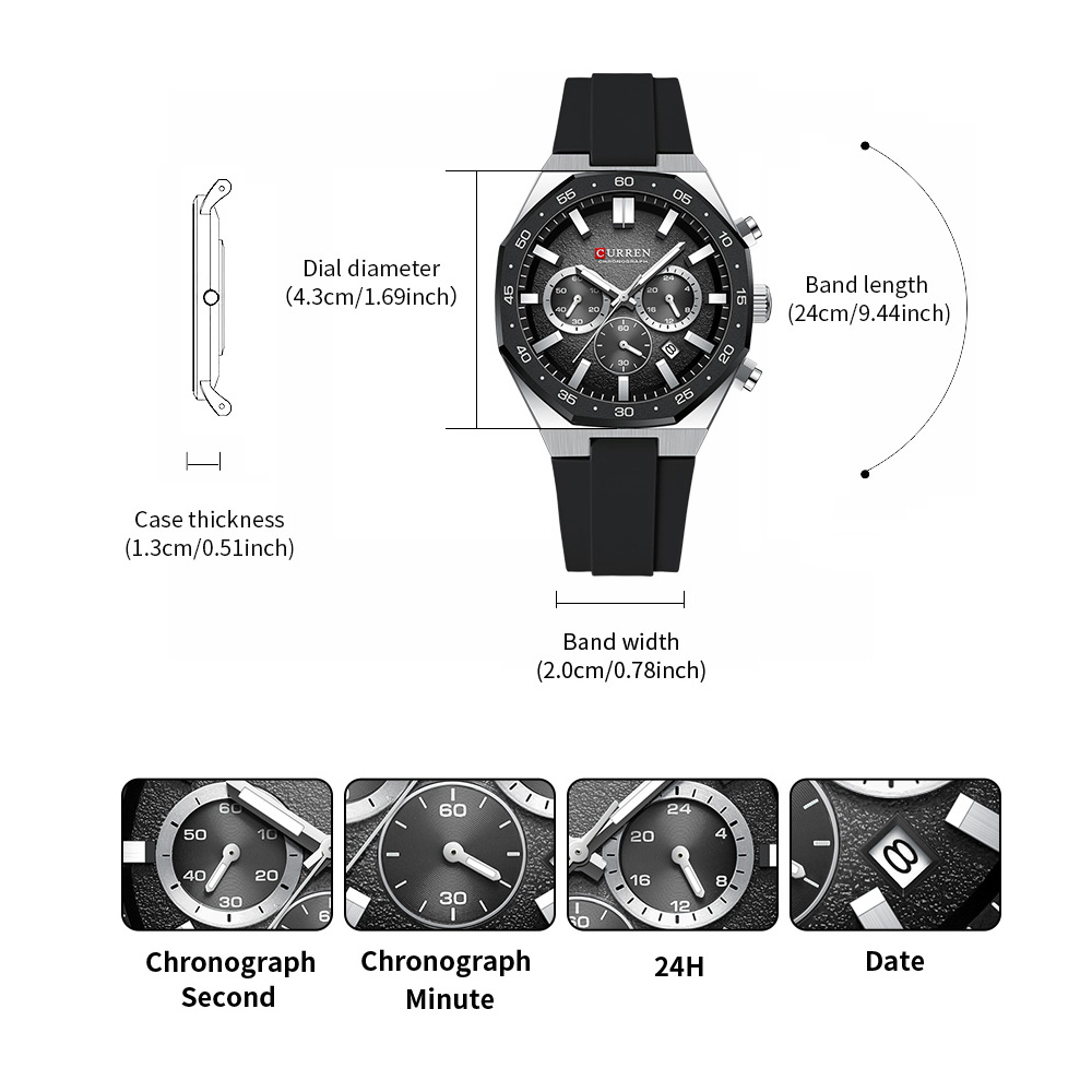 CURREN Fashion Casual Men Spor - مراجعة Accessories With Watch وسعره