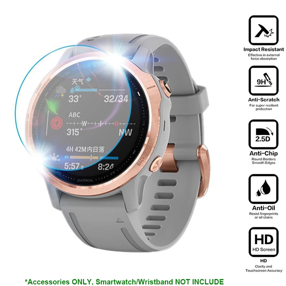 3pcs 9H Premium Tempered Glass - مراجعة Garmin Smartwatch Accessories وسعره