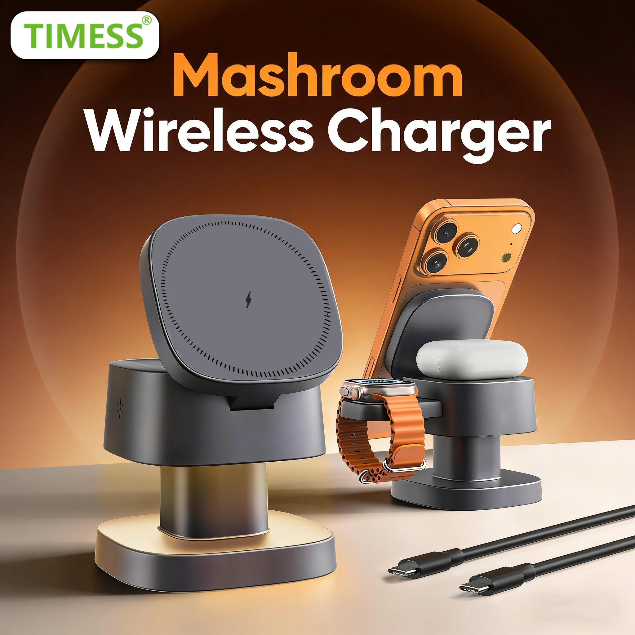 TIMESS Night Light Mashroom Wi - مراجعة Wireless Charger Watch وسعره