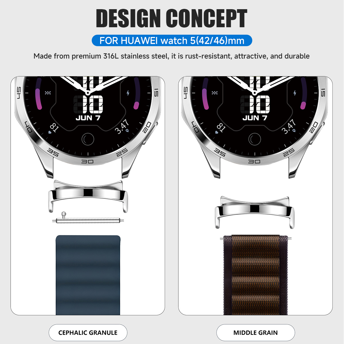 2pcs Adapter for Huawei Watch  - مراجعة Smartwatch Band Accessories وسعره