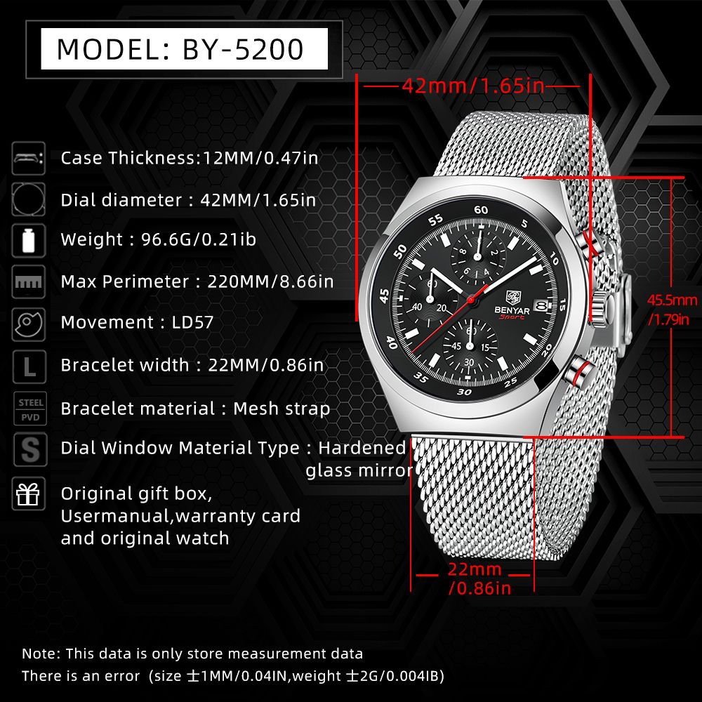 BENYAR Top Luxury Brand Men's  - مراجعة Accessories With Watch وسعره